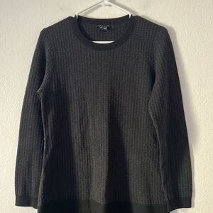 Theory Black and Grey Sweater Dress Size Large Wool Aline Midi Length